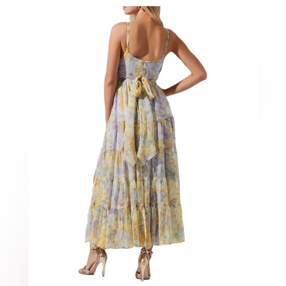 Astr Floral Tiered Maxi Dress in Lavender & Yellow - Picture 2 of 10